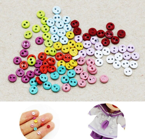 30 Pcs 3 mm 4 mm Doll Buttons - Micro Buttons - Miniature Tiny  Buttons - Botones - Round Sewing Buttons for Doll Clothes Making Supplies