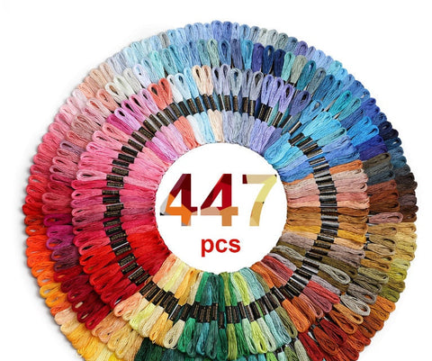 447 Assorted Colour Embroidery Thread Floss Skeins, Various Rainbow Color, Embroidery Floss Thread For Embroidery Sewing And Crafts Braiding