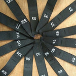 50 Black Polyester Clothing Size Labels - Number Woven Size Tag - T-Shirt Size Tabs - Folded Labels - 50 56 62 68 74 80 86 92 98 104 110 116