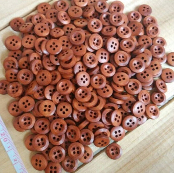 1000 Pieces Round Wooden Buttons for Sewing Knitting Crochet Projects - 4 Hole Buttons - DIY Crafts - Scrapbooking Bulk Wholesale Brown 11mm