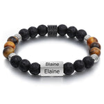 Custom Beaded Bracelet for Men Women - Personalized Beaded Bracelet - Name Bracelet - Customized Gift for Him Her - Engraved Stone Bracelet