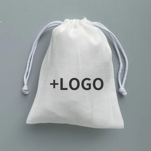 100 personlig snorpose - tilpasset smykke pose - hvit bomulls snorpose - smykke pose med logo - smykke emballasje i bulk
