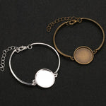Bracelet Setting - Round Base Cabochon Silver Bronze Jewelry Making - Bezel Bangle Bracelet, Glass Tray Bracelet Blanks, Bracelet Set Bases