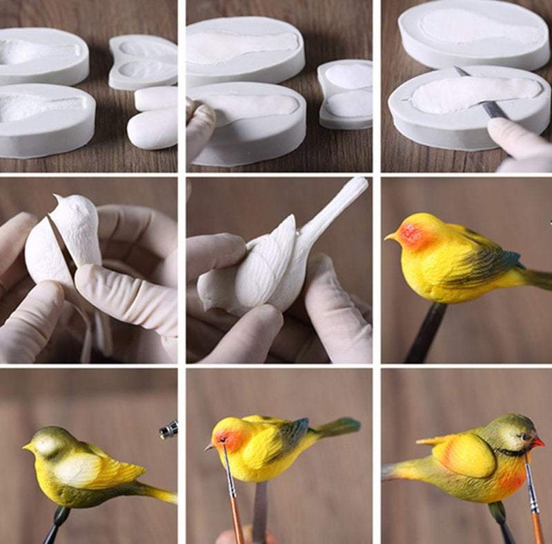 แม่พิมพ์ซิลิโคนรูปนก 3D เครื่องมือแต่งเค้ก งานน้ำตาล งานสบู่ เรซิน ดิน ช็อกโกแลต กัมเพสต์ ลูกกวาด ฟองดอง แม่พิมพ์