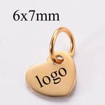 30 Custom Heart Charm Stainless Steel Rose Gold Silver Personalized Charm Logo Charm Beads Engraved Charm Beads For Jewelry Bracelets Making