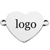 25 Custom Heart Connector Charm Stainless Steel Gold Silver Personalized Charm Logo Charm Engraved Charm Beads For Jewelry Bracelets Making
