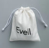 100 Personalized Drawstring Pouch - Custom Jewelry Pouch - White Cotton Drawstring Bag - Jewelry Bag With Logo - Jewellery Packaging Bulk