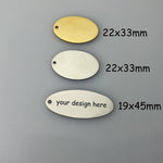 30 Personalized Charm, Jewelry Making Gold Silver Custom Charm, Oval Stainless Steel Logo Charm Beads, Laser Engraved Beads For Bracelets