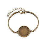 Bracelet Setting - Round Base Cabochon Silver Bronze Jewelry Making - Bezel Bangle Bracelet, Glass Tray Bracelet Blanks, Bracelet Set Bases