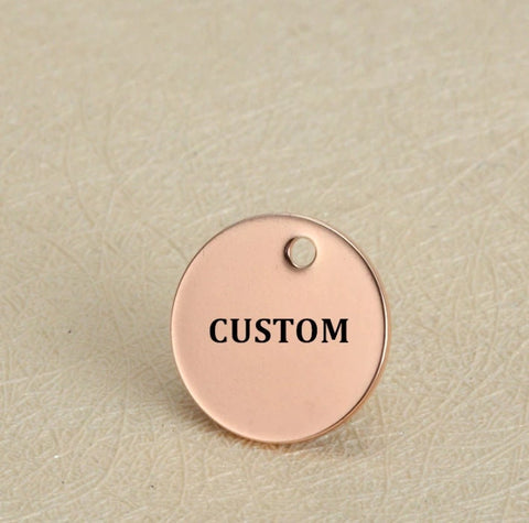 50 Personalized Charm, Jewelry Making Gold Silver Custom Charm, Circle Stainless Steel Logo Charm Beads, Laser Engraved Beads For Bracelets