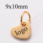 30 Custom Heart Charm Stainless Steel Rose Gold Silver Personalized Charm Logo Charm Beads Engraved Charm Beads For Jewelry Bracelets Making