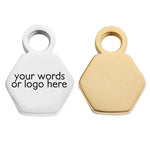 50 Custom Charm, Gold Silver Personalized Charm, Stainless Steel Logo Charm Beads, Laser Engraved Charm Beads For Jewelry Bracelets Making