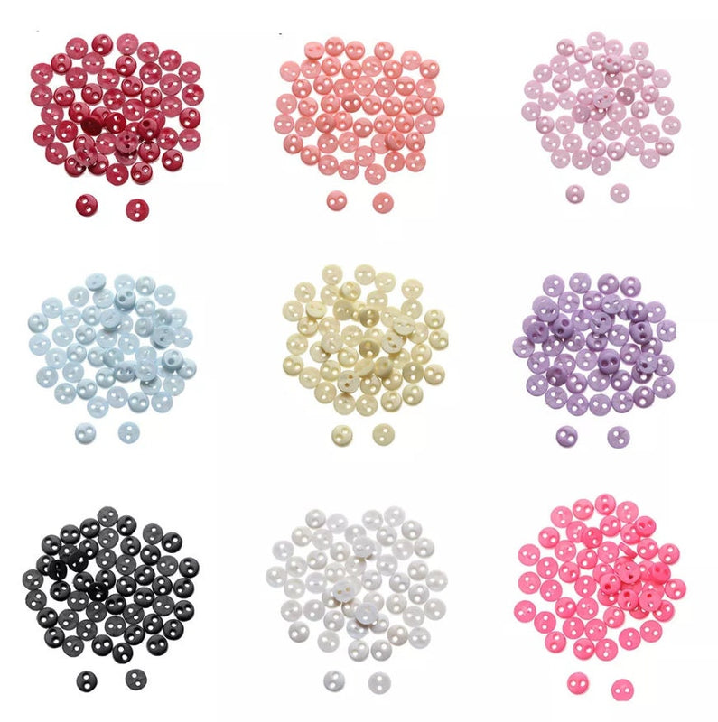 50 Pcs 4 mm Doll Buttons - Micro Buttons - Miniature Tiny  Buttons - Botones - Round Sewing Buttons for Doll Clothes Making Supplies
