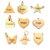 5 Custom, Gold Silver Personalized Charm, Logo Charm, Laser Engraved Charm Beads For Jewelry Bracelets Making, Angel Star Butterfly Heart