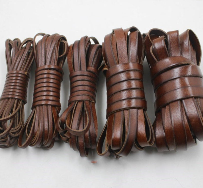 Cowhide Leather Cord - 3mm 4mm 5 mm 8 mm 10 mm- 1 Meter -  Hunter Leather Cord Flat Leather Cords For Jewelry Making Necklace Bracelet Brown