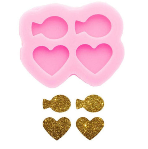 Heart Earring Mold for Resin - Stud Mold - DIY Resin Earring - Heart Mold - Stud Earring Silicone Mold - Jewelry Mold - Tiny Mold Cabochon