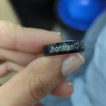 Custom Ring - Black Personalized Ring - Customized Name Ring for Men Women - Gift for Him Her Boyfriend Girlfriend Wife Husband Stackable