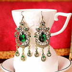 Jewelry - Lightningstore European And American Retro Style Palace Green Water Drop Earrings Exaggerated Female Long Section Of Large Earrings For Women