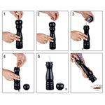 Kitchen - Black White Wooden Salt And Pepper Grinder Shaker Mill - 10 Inches - Must Have Item For All Households Kitchens And Restaurant