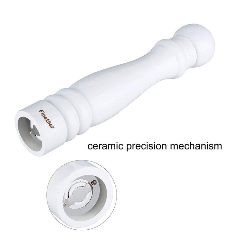 Kitchen - Black White Wooden Salt And Pepper Grinder Shaker Mill - 10 Inches - Must Have Item For All Households Kitchens And Restaurant