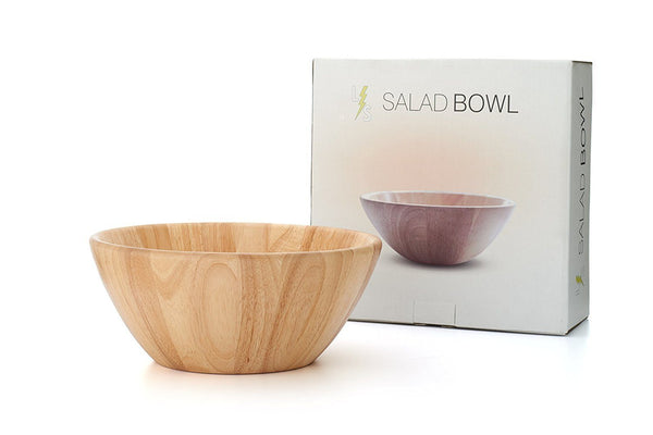 Kitchen - Large 14 Inch Wooden Salad Bowl By LightningStore - Premium Grade Wood With Special Box Packaging - Ideal Serving Bowl For Fruit And Salad - Excellent For Personal Use Or As A Gift