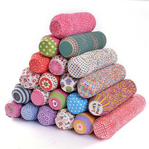 Kitchen - LightningStore 1000 Pieces/order!!!! Colorful Patterned Paper Cupcake Liners Wrappers Muffin Cases Greaseproof Dessert Baking Cups Red Blue White
