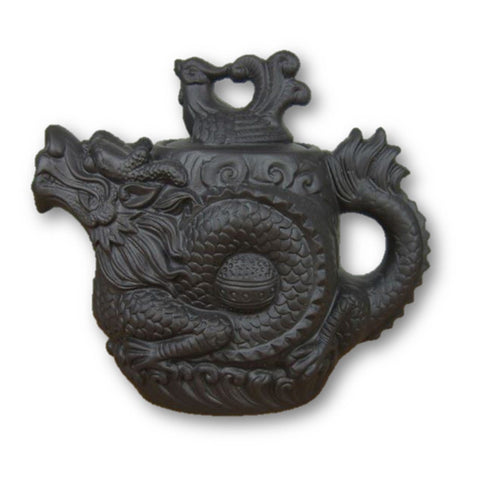Kitchen - LightningStore Black Red Ancient Antique Kung Fu Black Brown Dragon Tea Pot Cup Kettle - Made Of Clay - A Must Have For Tea Lovers