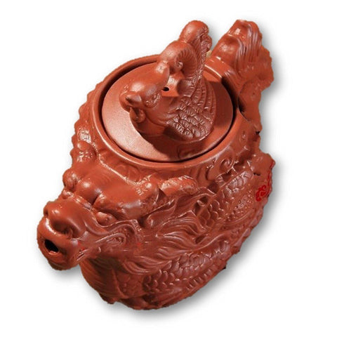 Kitchen - LightningStore Red Black Ancient Antique Kung Fu Black Brown Dragon Tea Pot Cup Kettle - Made Of Clay - A Must Have For Tea Lovers