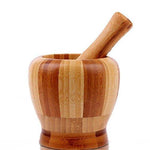 Kitchen - LightningStore Wooden Bamboo Garlic Mortar And Pestle - Excellent For Crushing/Grinding Garlic And Herbs