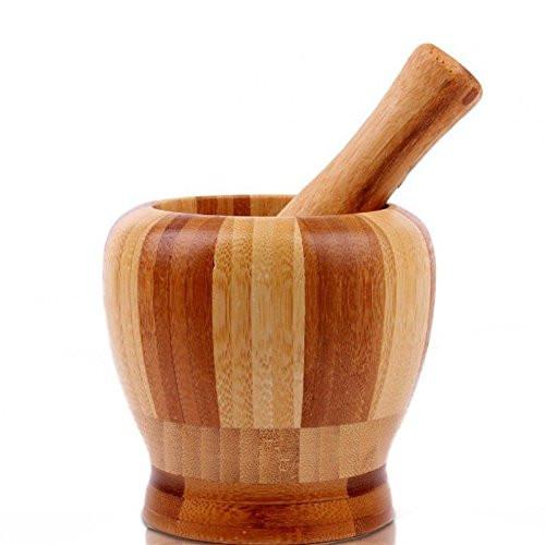 Kitchen - LightningStore Wooden Bamboo Garlic Mortar And Pestle - Excellent For Crushing/Grinding Garlic And Herbs