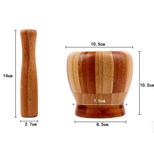 Kitchen - LightningStore Wooden Bamboo Garlic Mortar And Pestle - Excellent For Crushing/Grinding Garlic And Herbs