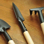 Lawn & Patio - 3pcs Mini Garden Hand Tool Kit Plant Gardening Shovel Spade Rake Trowel Wood Handle Metal Head Gardener