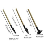 Lawn & Patio - 3pcs Mini Garden Hand Tool Kit Plant Gardening Shovel Spade Rake Trowel Wood Handle Metal Head Gardener