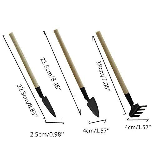 Lawn & Patio - 3pcs Mini Garden Hand Tool Kit Plant Gardening Shovel Spade Rake Trowel Wood Handle Metal Head Gardener