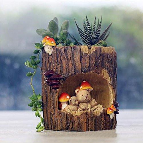 micro plant pots LightningStore Brown Log Succulent Plants Pot Microlandschaft Personal