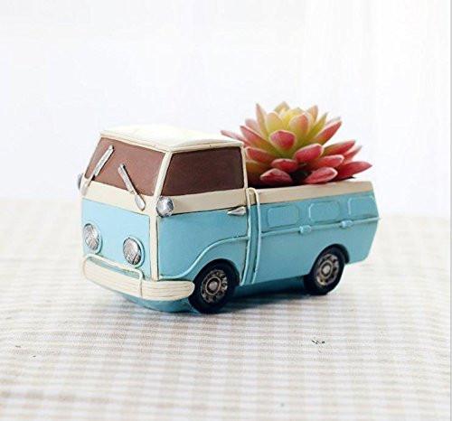 Lawn & Patio - LightningStore Chocolate Brown Car Succulent Plants Pot Microlandschaft Personalized Office House Balcony Landscape Pot Creative Decorative Flower Pots