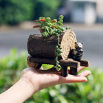 Lawn & Patio - LightningStore Cute Brown Gray Grey Log Succulent Plants Pot Microlandschaft Personalized Office House Balcony Landscape Pot Creative Decorative Flower Pots