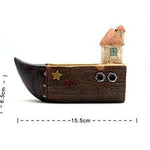 Lawn & Patio - LightningStore Cute Brown Grey Gray Ship Boat House Succulent Plants Pot Microlandschaft Personalized Office House Balcony Landscape Pot Creative Decorative Flower Pots + Mini Figures Set Bundle