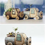 Lawn & Patio - LightningStore Cute Grey Gray Brown Truck Wagon Car Succulent Plants Pot Microlandschaft Personalized Office House Balcony Landscape Pot Creative Decorative Flower Pots