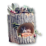 Lawn & Patio - LightningStore Gray Grey Log Succulent Plants Pot Microlandschaft Personalized Office House Balcony Landscape Pot Creative Decorative Flower Pots
