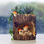 Lawn & Patio - LightningStore Gray Grey Log Succulent Plants Pot Microlandschaft Personalized Office House Balcony Landscape Pot Creative Decorative Flower Pots