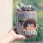 Lawn & Patio - LightningStore Gray Grey Log Succulent Plants Pot Microlandschaft Personalized Office House Balcony Landscape Pot Creative Decorative Flower Pots