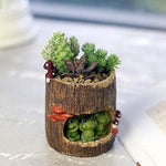 Lawn & Patio - LightningStore Gray Grey Log Succulent Plants Pot Microlandschaft Personalized Office House Balcony Landscape Pot Creative Decorative Flower Pots