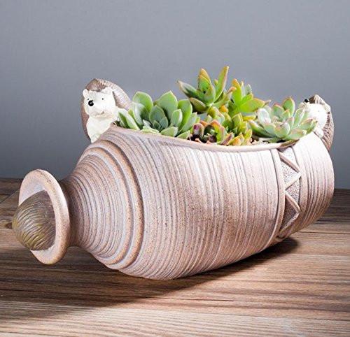 Lawn & Patio - LightningStore Green Brown Bottle Succulent Plants Pot Microlandschaft Personalized Office House Balcony Landscape Pot Creative Decorative Flower Pots