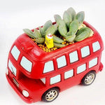 Lawn & Patio - LightningStore Red Bus Succulent Plants Pot Microlandschaft Personalized Office House Balcony Landscape Pot Creative Decorative Flower Pots