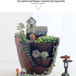 Lawn & Patio - LightningStore Succulent Plants Pot Microlandschaft Personalized Office House Balcony Landscape Pot Creative Decorative Flower Pots + Mini Figures Bundle