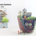 Lawn & Patio - LightningStore Succulent Plants Pot Microlandschaft Personalized Office House Balcony Landscape Pot Creative Decorative Flower Pots + Mini Figures Bundle