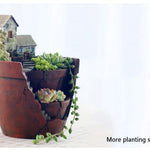 Lawn & Patio - LightningStore Succulent Plants Pot Microlandschaft Personalized Office House Balcony Landscape Pot Creative Decorative Flower Pots + Mini Figures Bundle