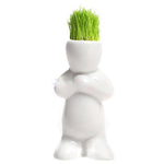 Lawn & Patio - LightningStore White Hip Sitting Standing Bending Akimbo 4 Shapes DIY Mini Novel Bonsai Grass Doll Hair Lazy Man Succulent Plants Pot