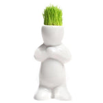 Lawn & Patio - LightningStore White Hip Sitting Standing Bending Akimbo 4 Shapes DIY Mini Novel Bonsai Grass Doll Hair Lazy Man Succulent Plants Pot